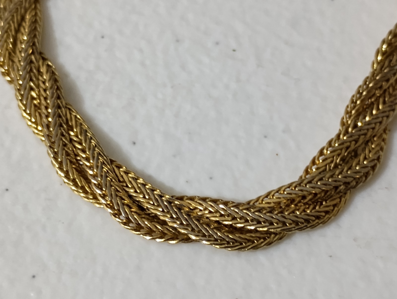 Gold Tone Triple Braided Flat Snake Chain 7.25 In Bracelet