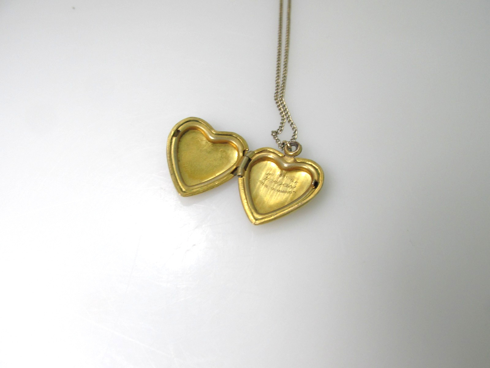 Vtg Engraved VARGAS Heart Photo Locket Pendant 1/20 10kt GF Sterling Trimmings
