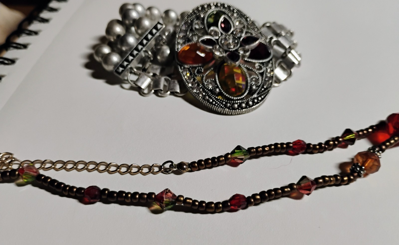 Stunning 23″ Czech Glass? Handmade Vintage Necklace & Matching Art Nouveau…