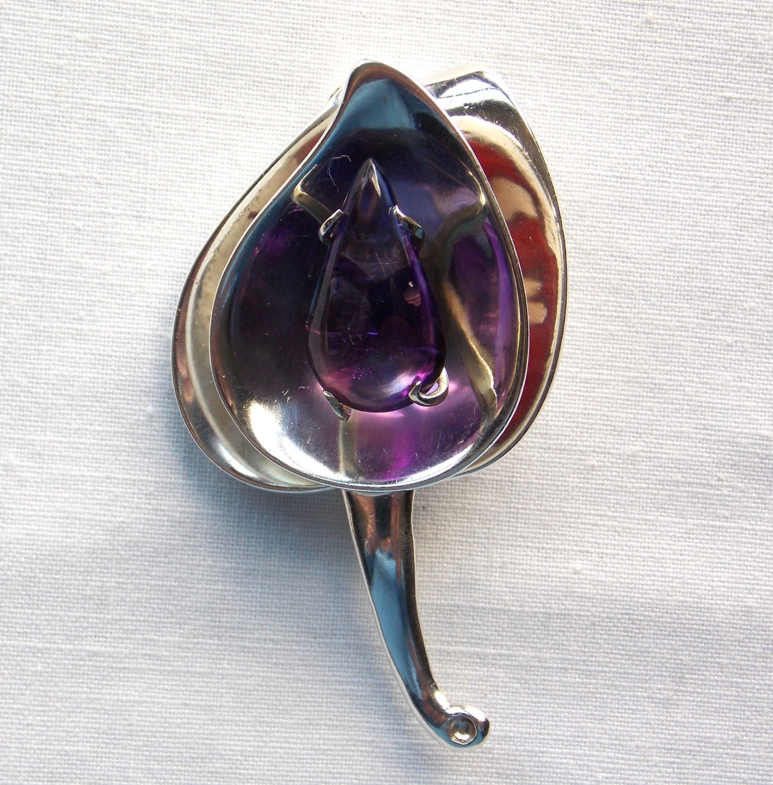 Jorge “Chato” Los Castillo Eagle 5 Sterling 925 Amethyst Taxco Mexico Pin Brooch