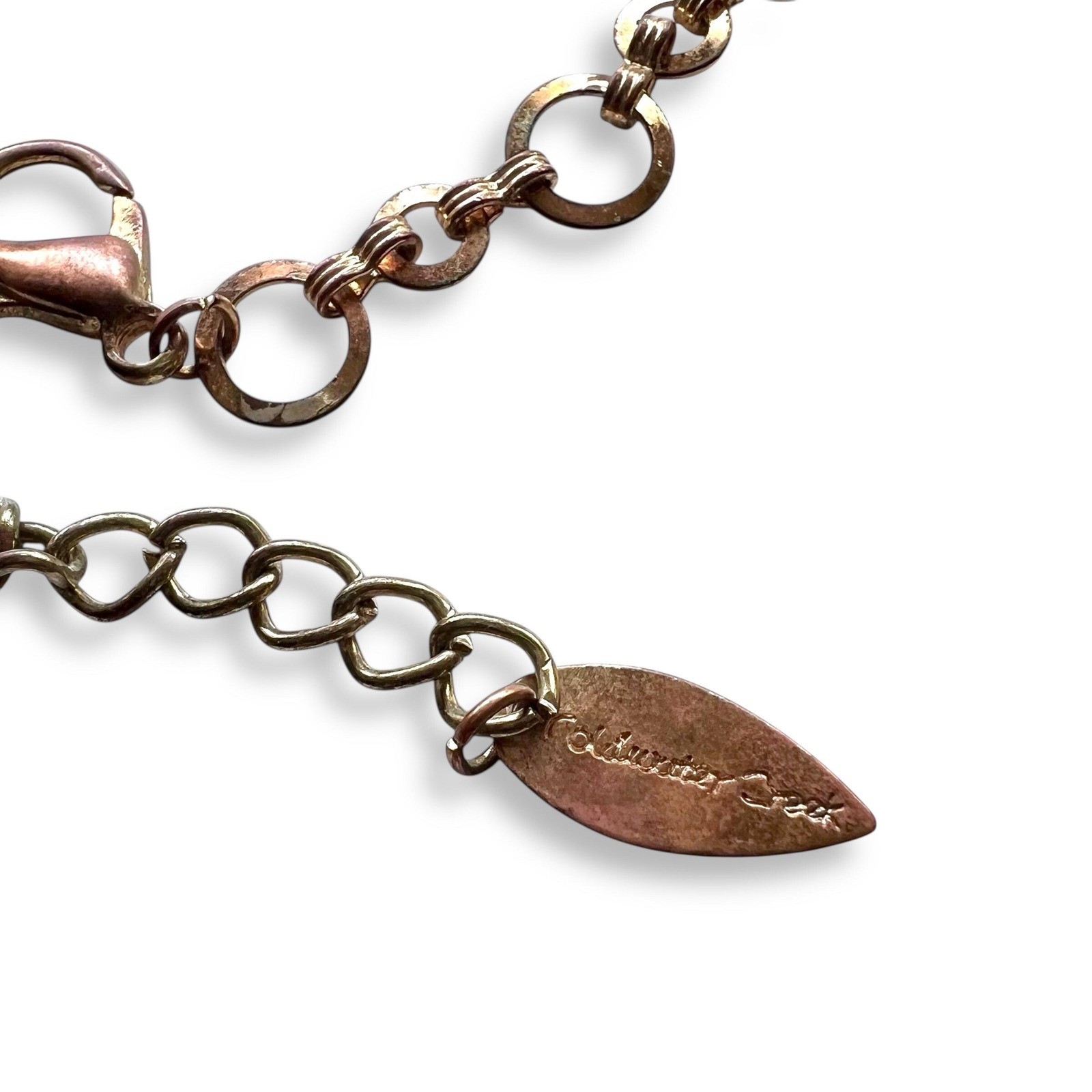 Vintage Bib Necklace Dangle Earring Set Peach Pink Gold Tone Coldwater Creek 21″