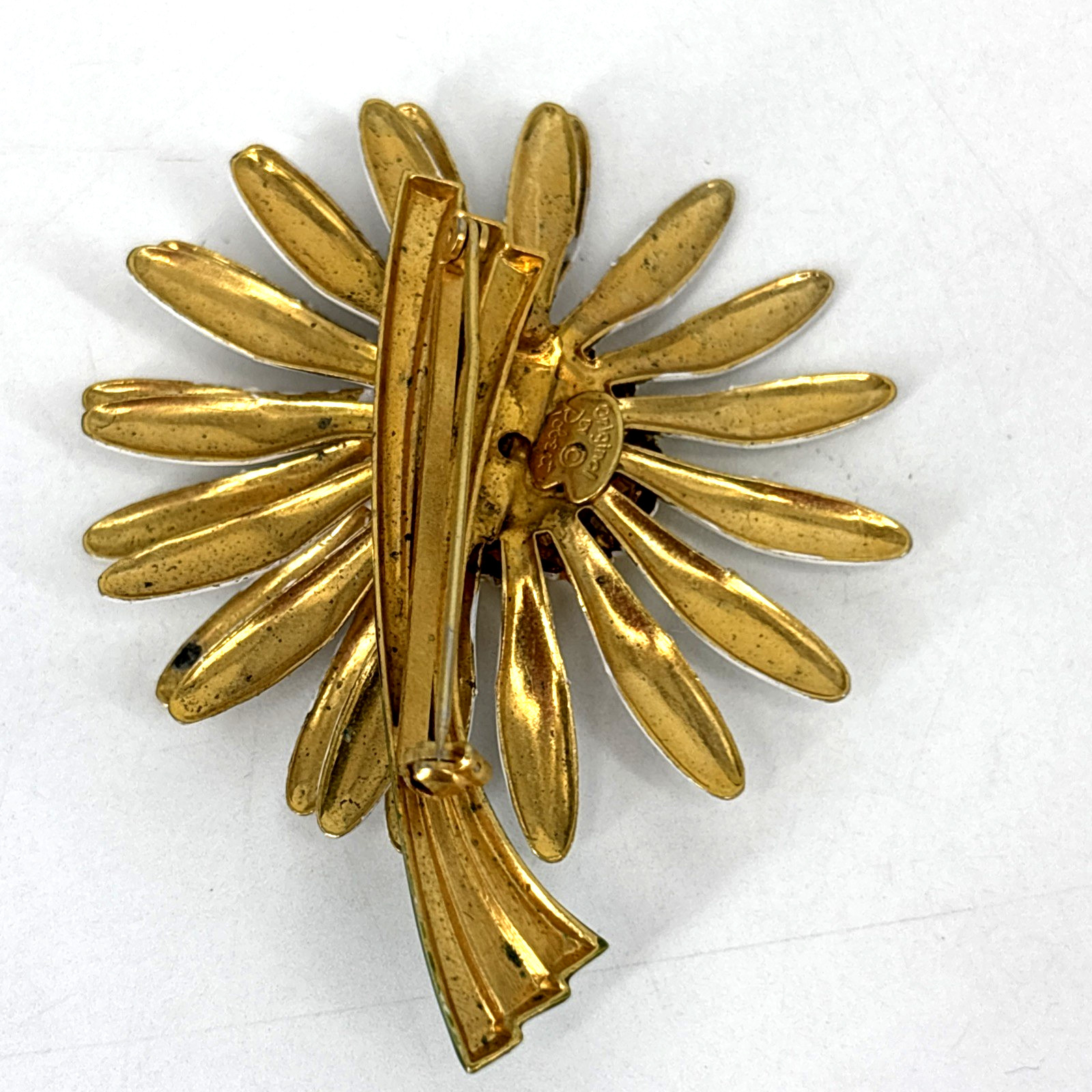 Lot of 2 Vtg Enamel Stem Flowers Brooch Pins Daisy Original By Robert