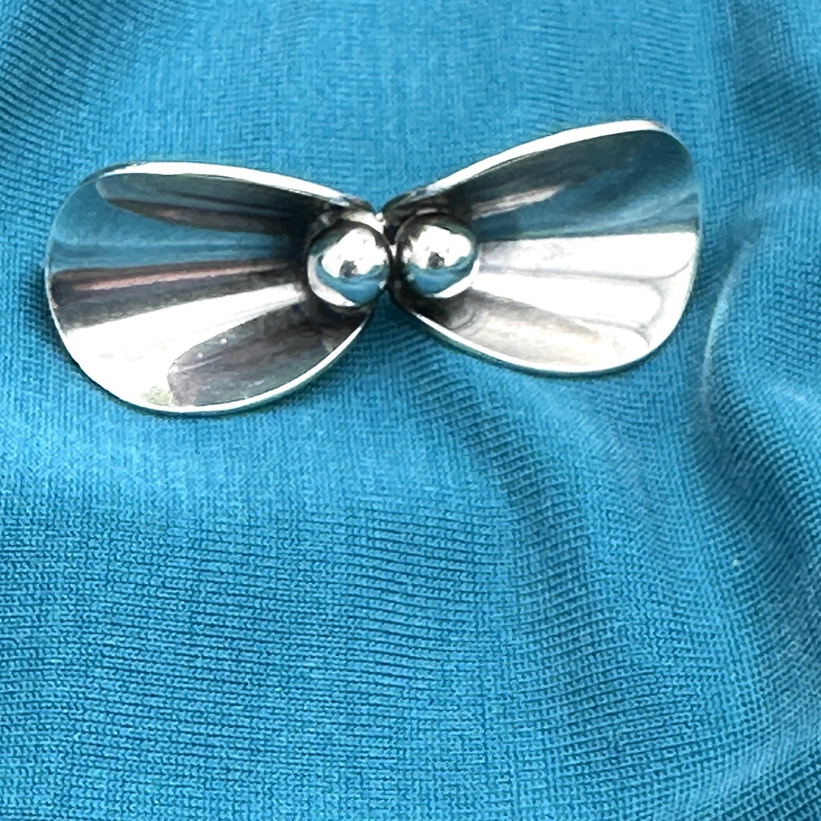Vintage N.E. From Denmark Sterling Silver Modernist Bow Brooch Pin MCM 925 1.5″