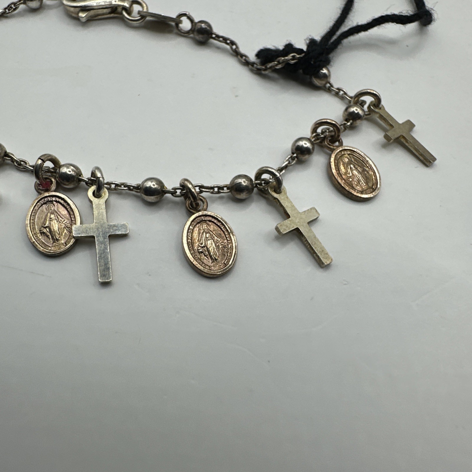 925 Vermeil Gold Over Sterling Silver Dyadema Rosary Bracelet Mary 6.5-8” NWT