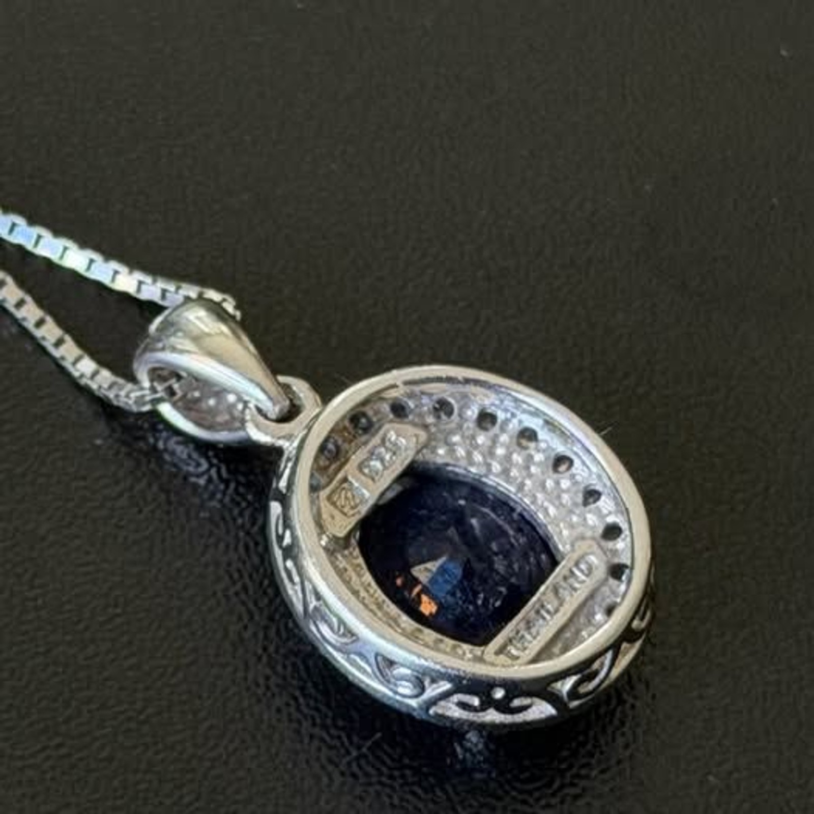 Sterling Silver Sapphire and CZ Necklace