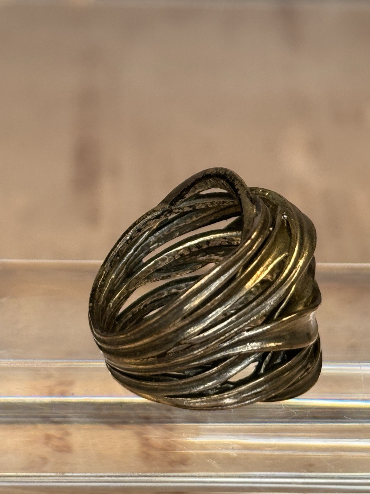 Vintage PZ 925 Israel Multi Strand Wrap Ring Wide Band Size 6.75 Lot D6