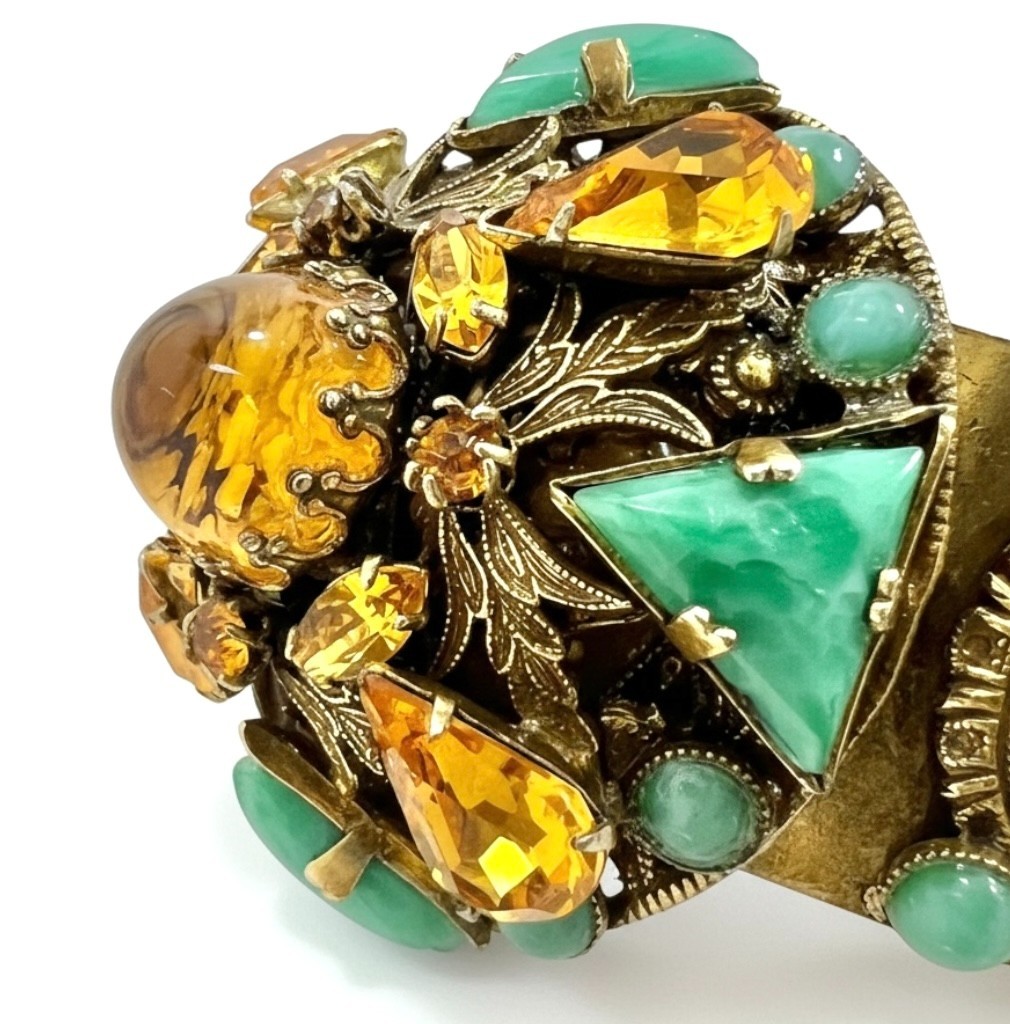 Vintage Art Nouveau Gripoix Poured Glass Citrine Crystal Jewelry Set