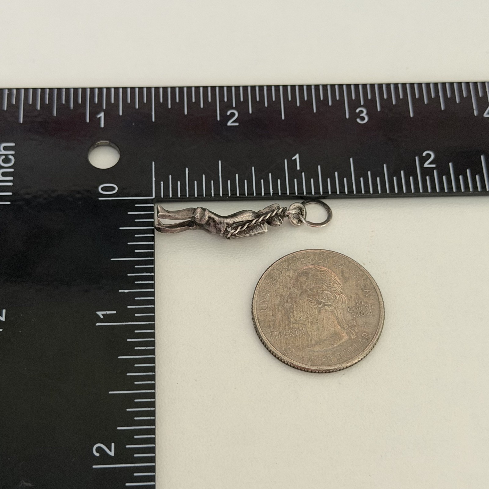 Vintage Sterling Silver Gold Miner Man 3D Person Charm Pendant