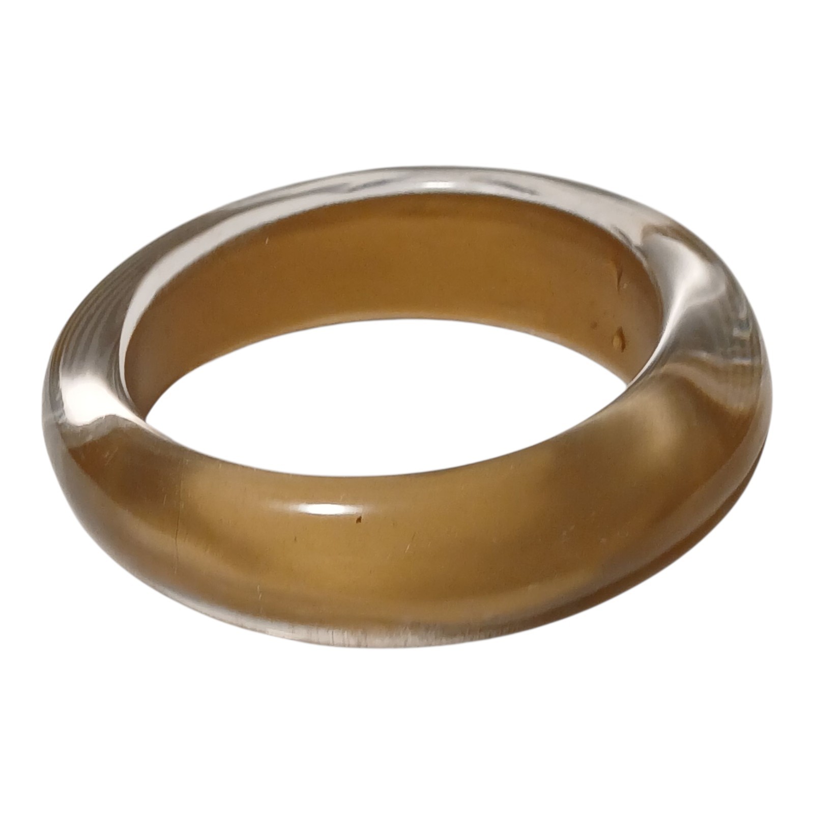 Vintage Clear Champagne Gold Lucite Acrylic Bangle Bracelet Chunky Statement 8″