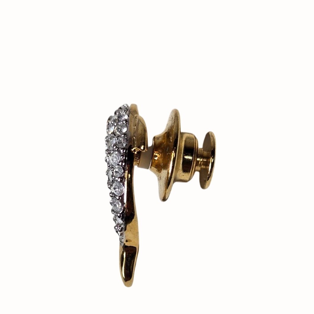 VTG Signed Swarovski Crystal Green-Eyed Dolphin Pin/Tie Tack mini brooch VERY RA