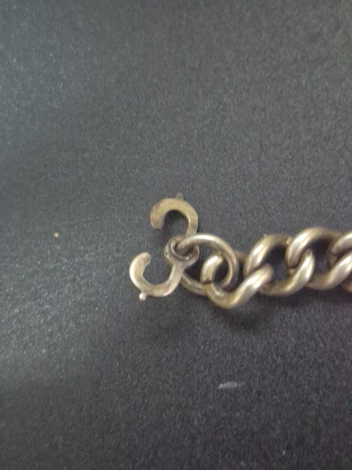 Vintage 1930s-1950s Sterling Silver Military ID Bracelet Curb Chain