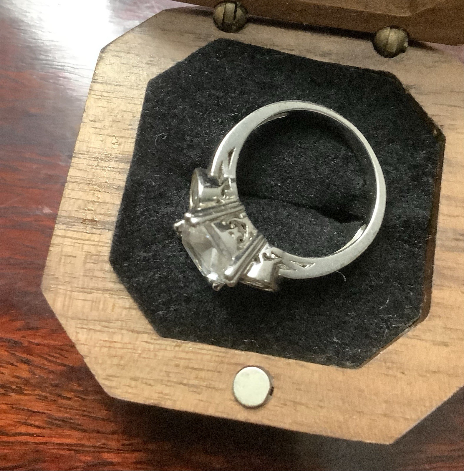 Vintage Cushion Cut Asscher Heart Shape CZ Ring 925 Sterling Silver Size 6.5