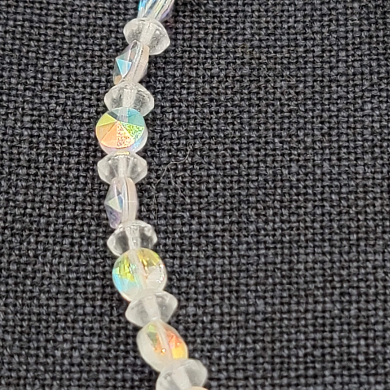 Vintage Aurora Borealis AB Bead Necklace Estate Costume Jewelry 15″