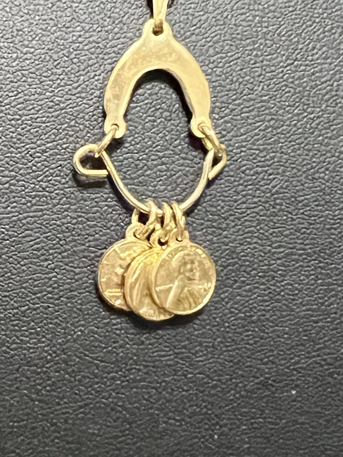 GOLD TONE FAUX Mini COIN NECKLACE Buffalo Nickel Barber Quarter Penny 14.5”