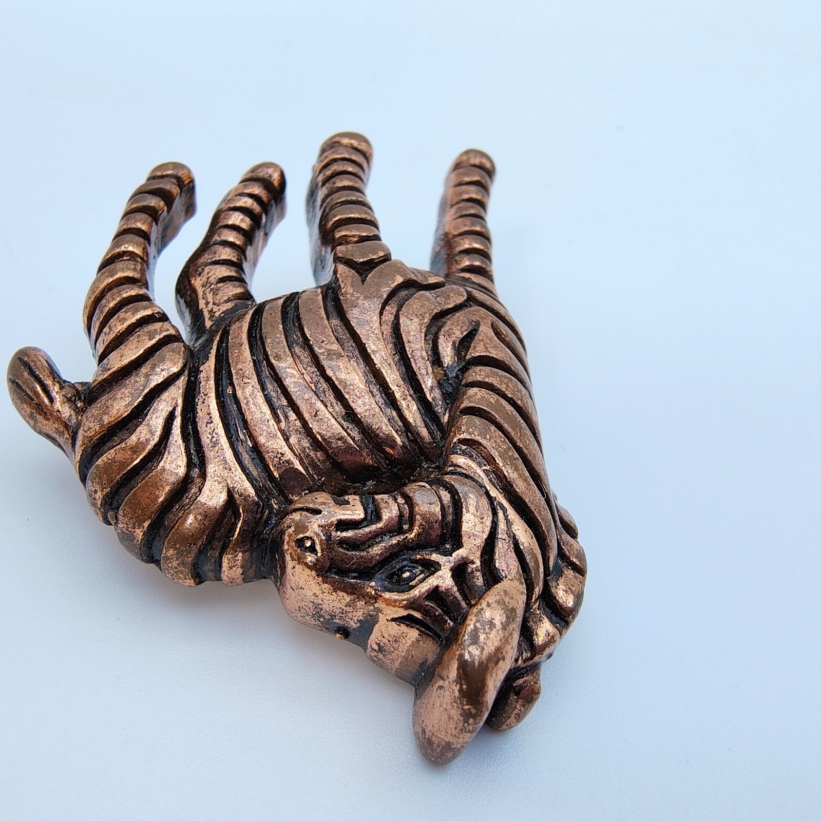 Vintage Zebra Brooch Copper Tone Textured Animal Figural Retro Safari Chic