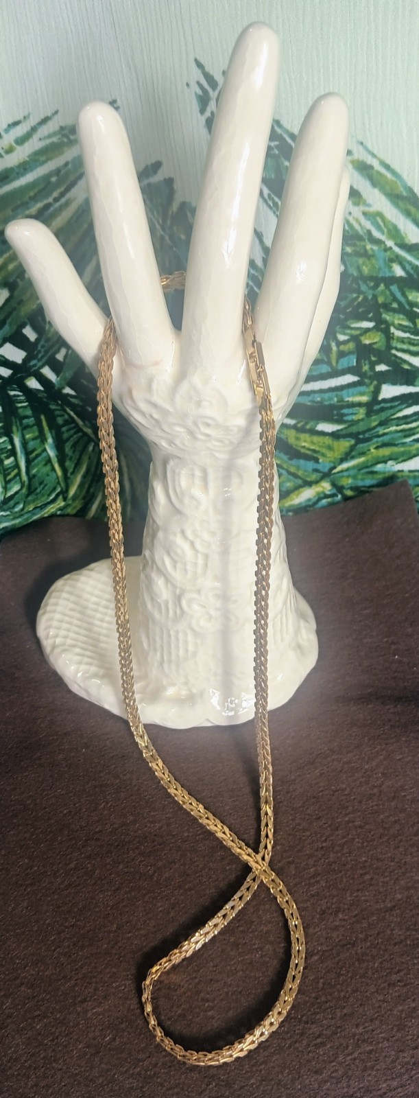 Vintage 10k Gold Plated Flat Spiga Wheat Franco Foxtail Chain Necklace 30″