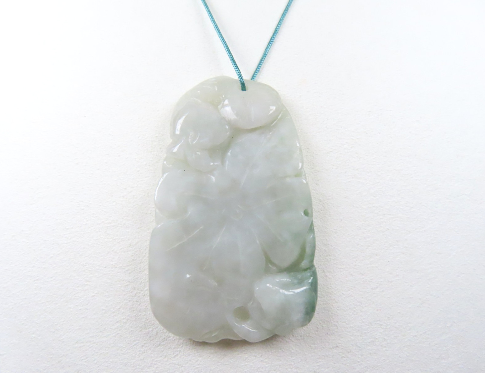 Vintage Chinese Carved Green White Jadeite Pendant