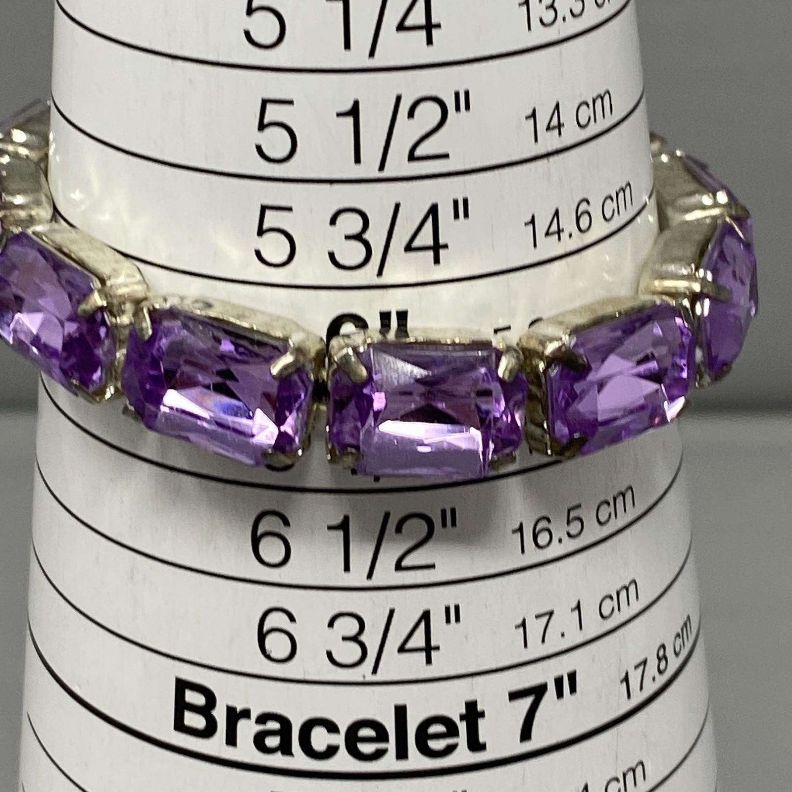 Rhinestone Stretch Bracelet Lot of 6 Blue Purple Clear Acrylic Silver Gold Tone