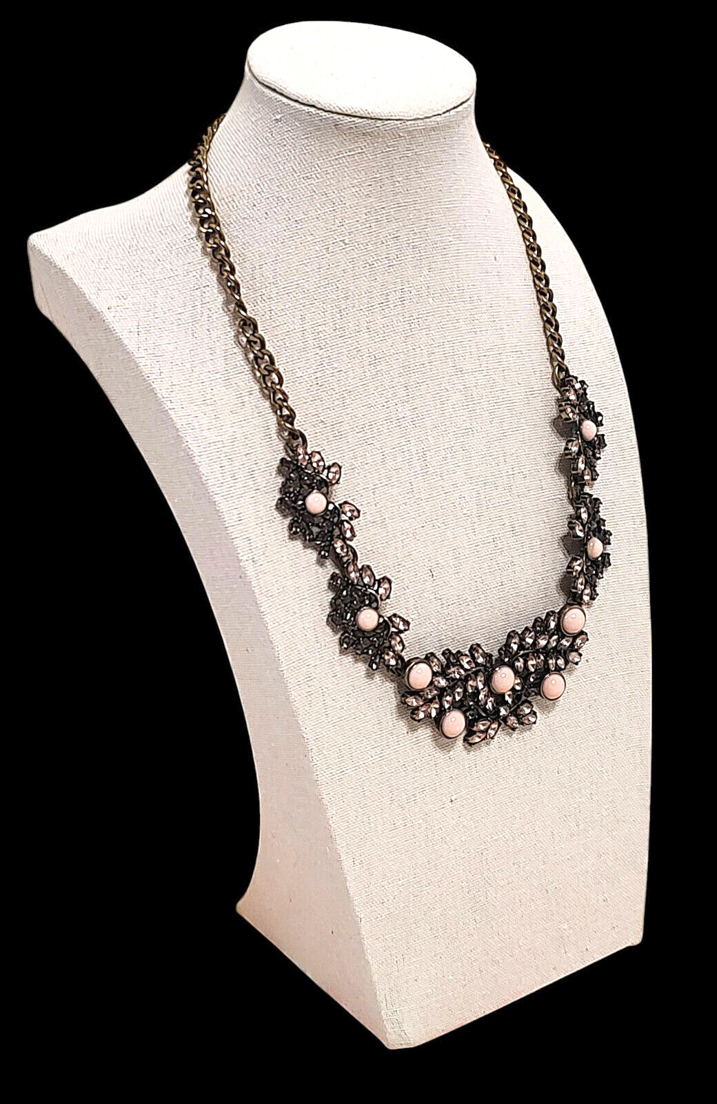 VTG Sugarfix Chunky Pink Pearls Rhinestones Sparkle Glam Statement Necklace 20″