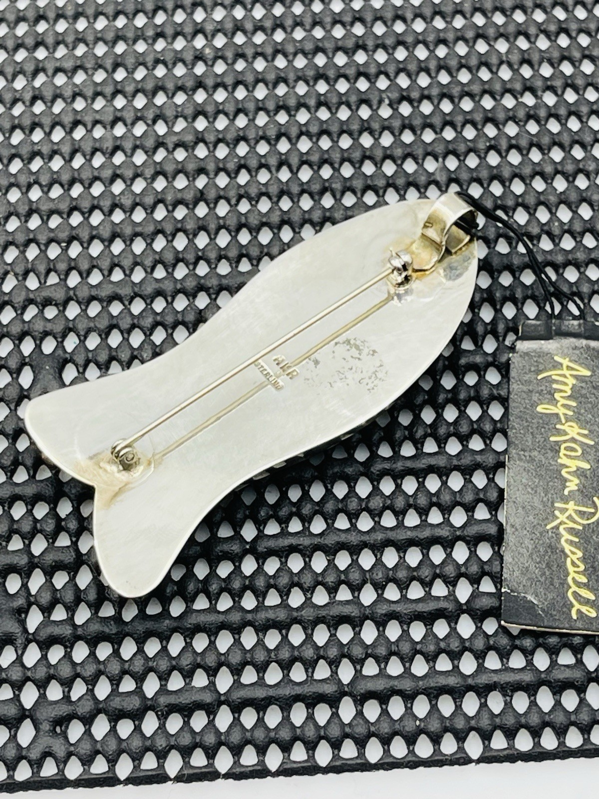 Amy Kahn Russell Vintage Sterling Silver Fish Fossil Brooch Pin