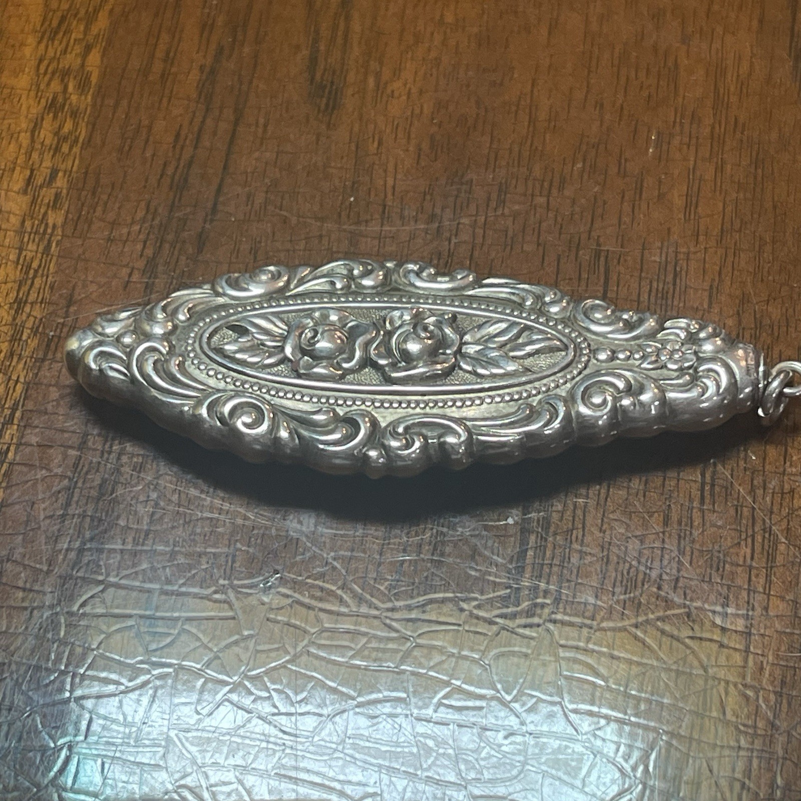 Vintage Antique Sterling Art Nouveau Rose Repousse Pendant 14.2 Grams!