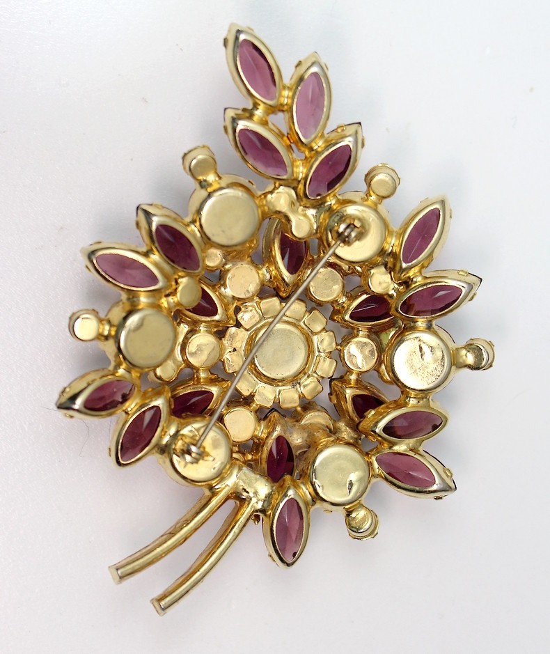 Juliana Ab Red Purple Gorgeous Vintage Brooch Pin