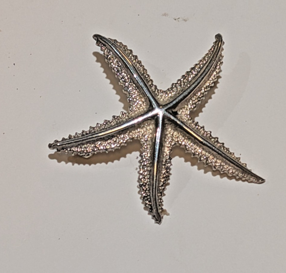 Vintage Mexican 925 Sterling Silver Starfish Brooch MEX 925 2″ Beach Jewelry