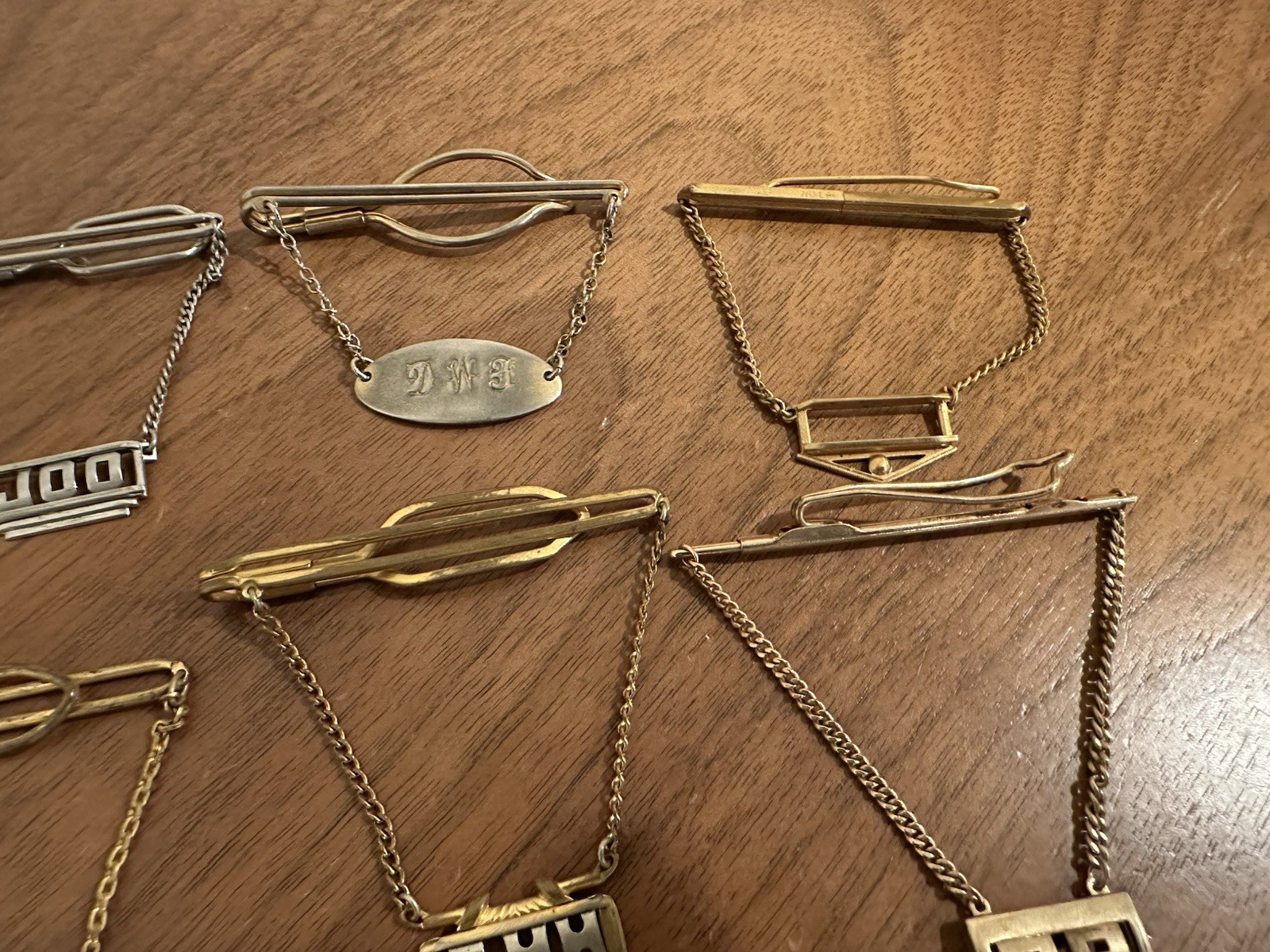 Lot Mid Century Modern Art Deco Vintage Men’s Tie Bars Chains Initials Monogram