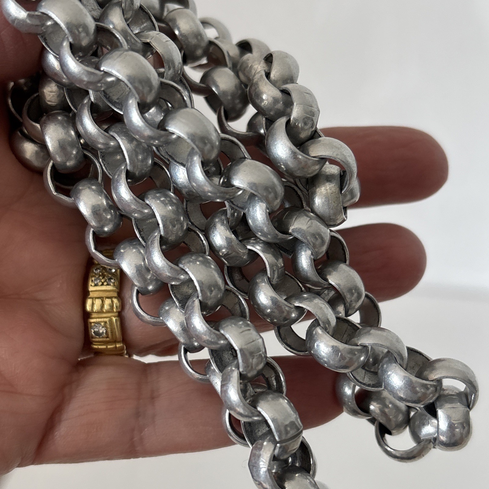 Vintage MCM Aluminum Link Necklace Bright Shiny