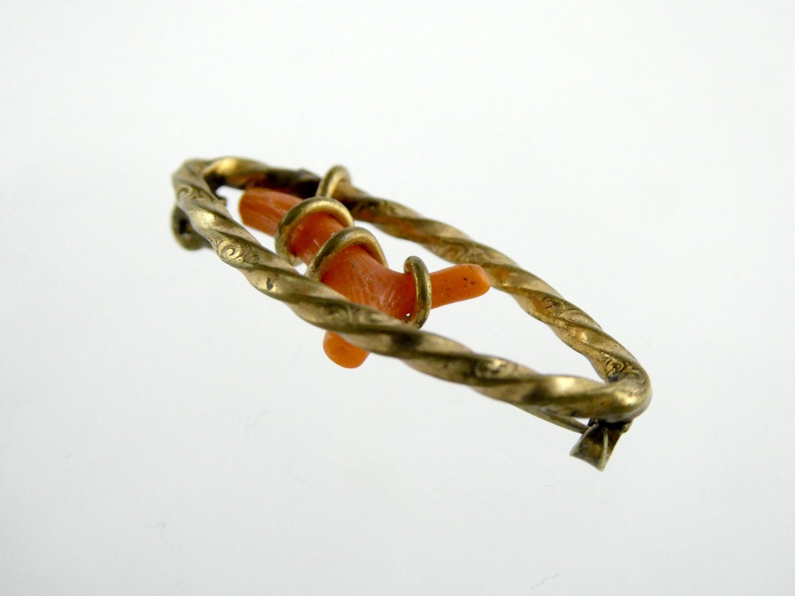 Antique Victorian Branch Coral Gold Filled Pin or Brooch Unmarked 2.2g 1 1/8 In