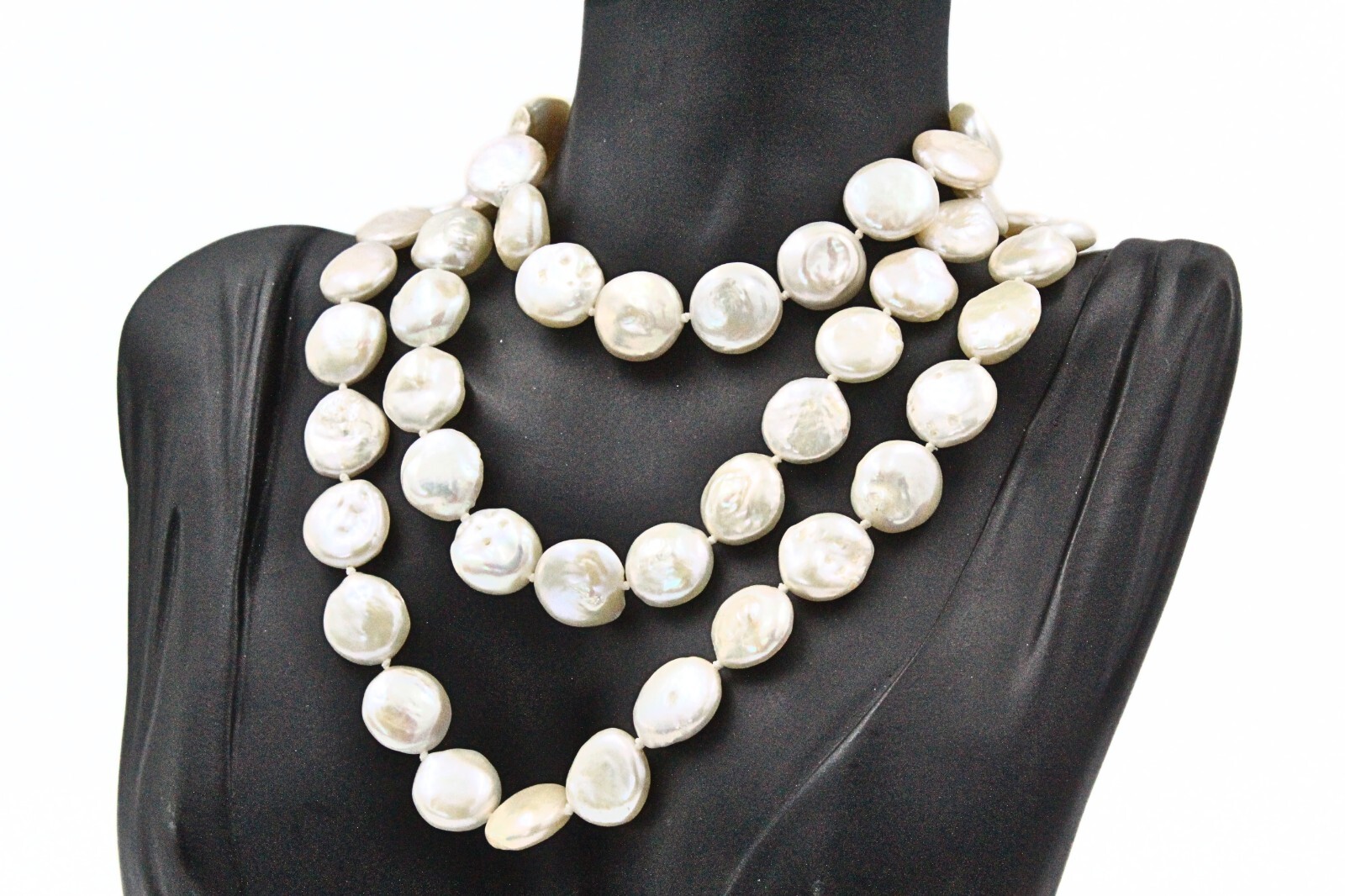 HSN Lucas Lameth Sterling Silver Flat Round Biwa Freshwater Pearl Necklace