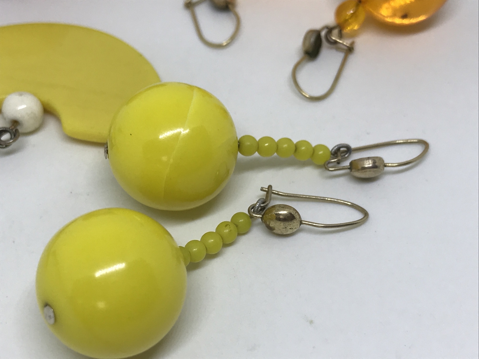 Vintage Retro 1950’s-1980’s EARRINGS Mustard Yellow Orange Gold Fill 4 Pair Lot