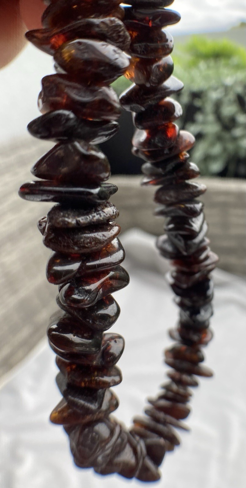 Natural Dark Amber Necklace 45 cm, 33 g, Solid Amber