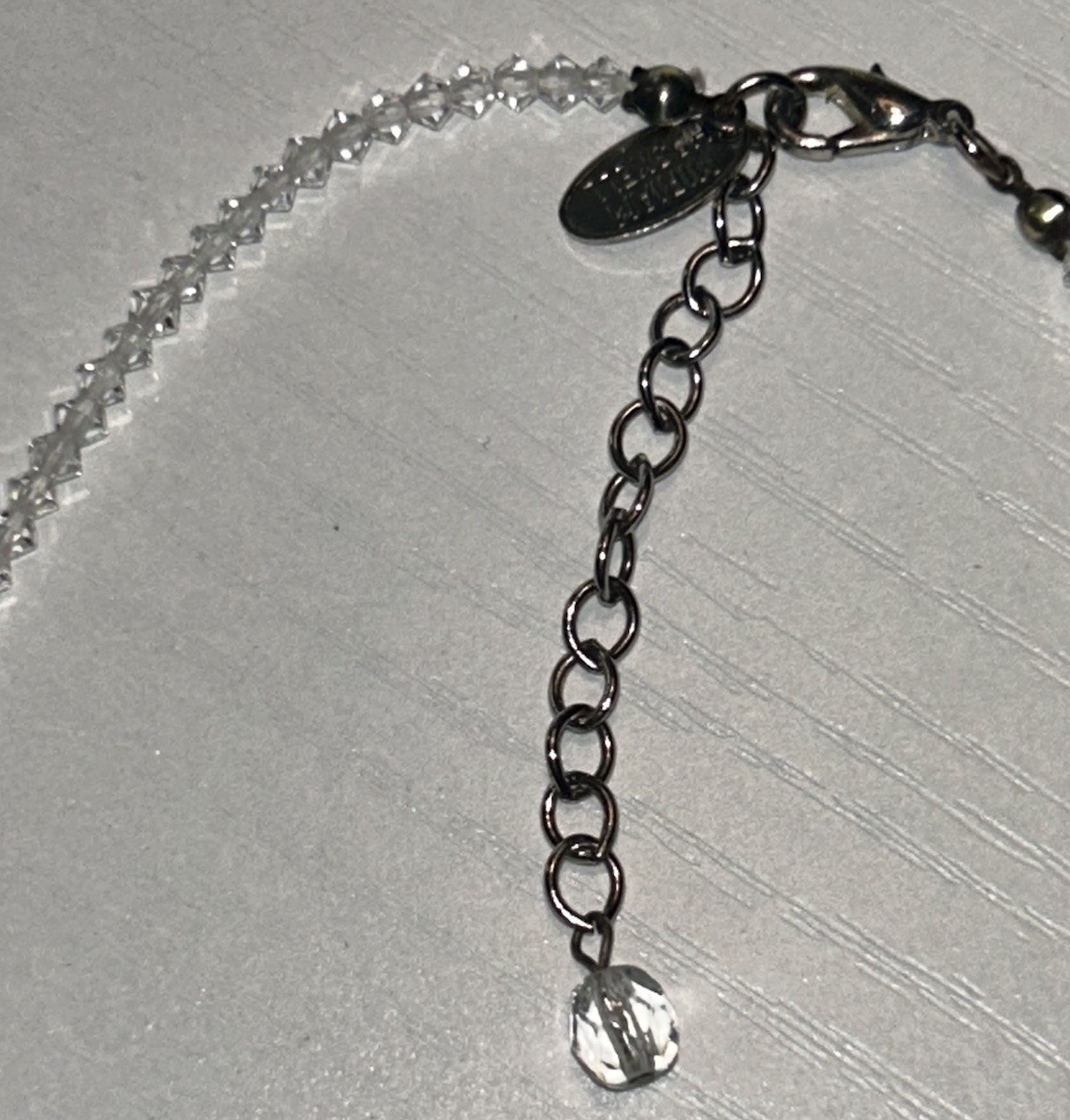 Signed Miriam Haskell Clear Crystal Bead Necklace Dainty 15-17” Vintage