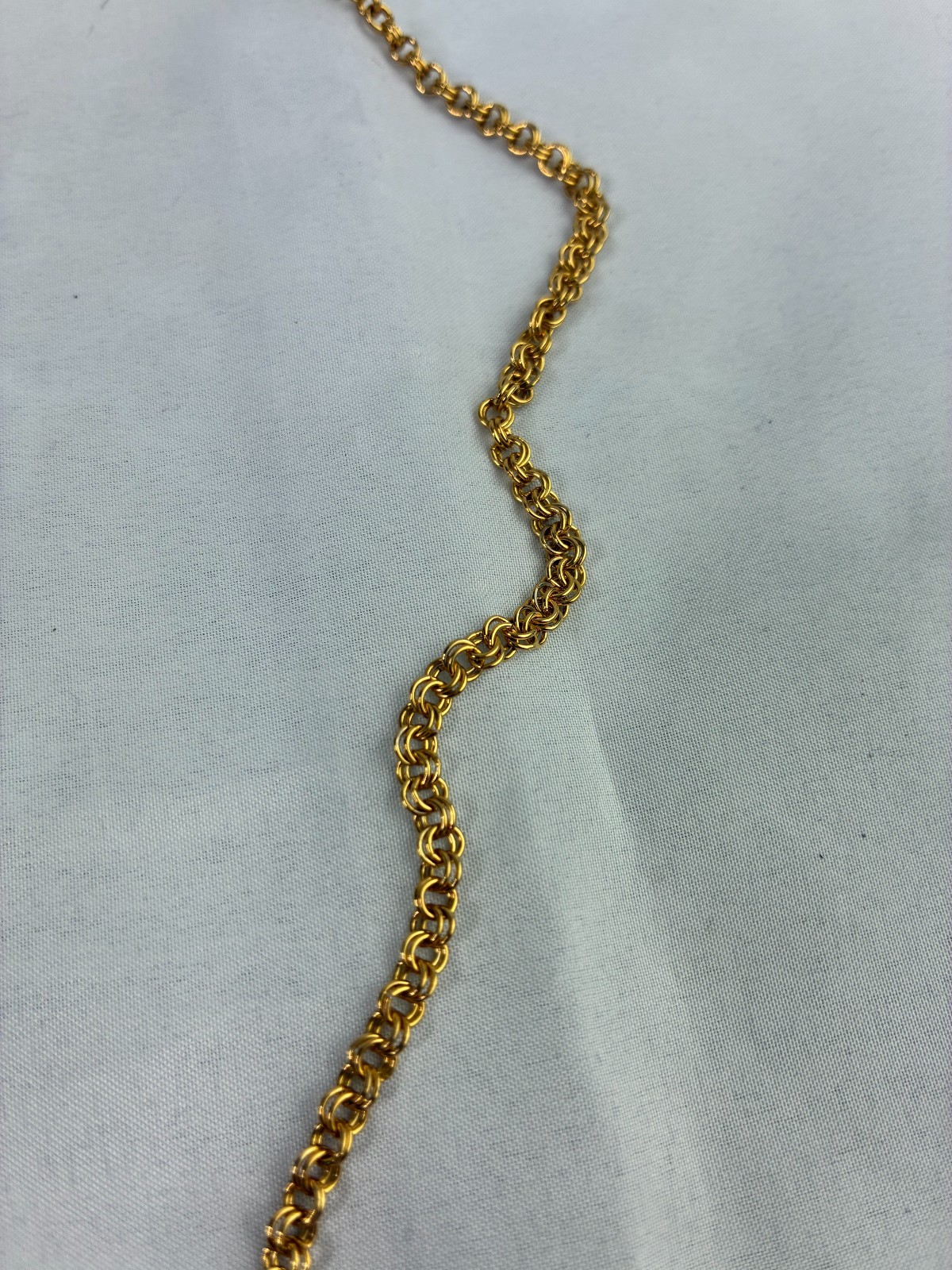 Vintage Signed Nolan Miller Gold Tone Double Rolo Chain Necklace Lobster Clasp