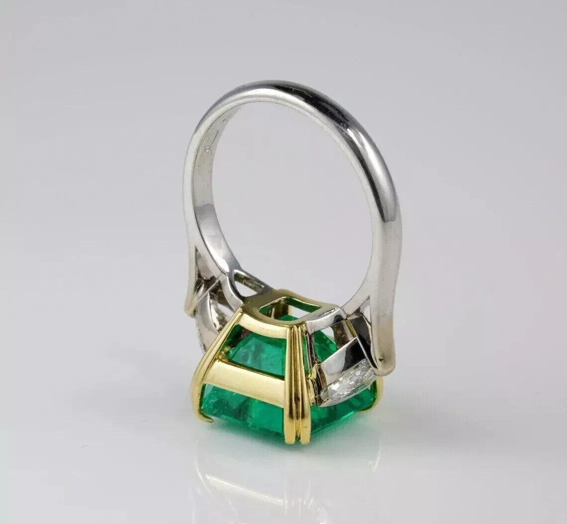 Art Deco 3.75Ct Lab Created Emerald Diamond 14K White Gold Finish Wedding Ring