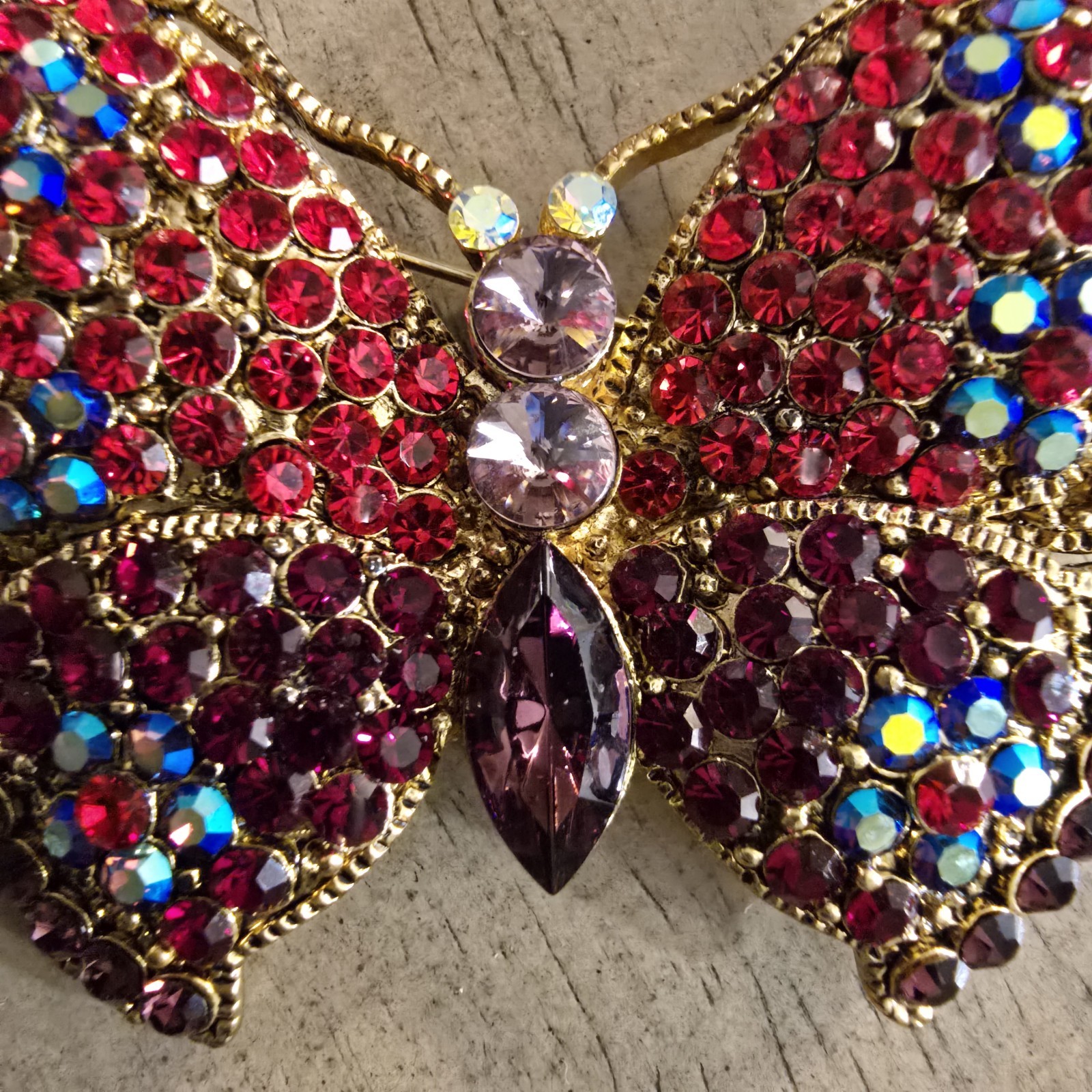 Vintage Rhinestone Butterfly Brooch