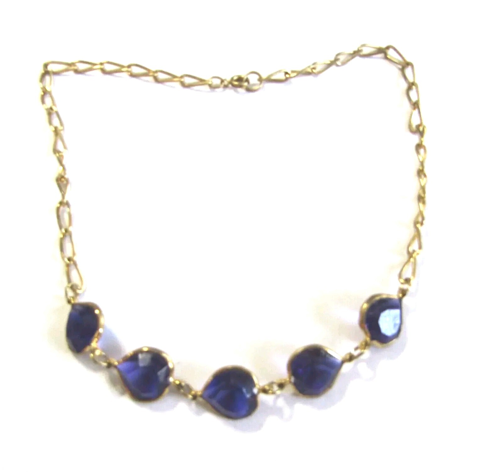 Vintage Purple Crystal Heart Necklace 12 mm 17.5 inch