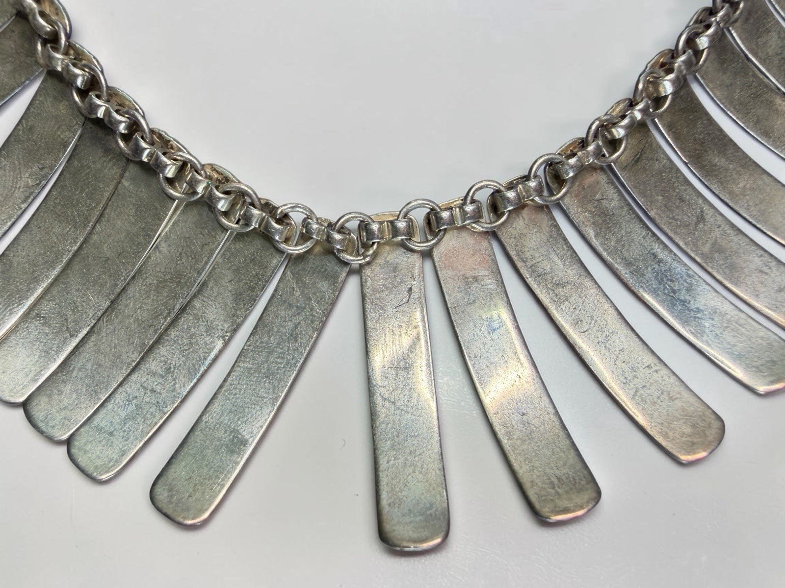 Dominique Dinouart DDD Mexico 925 Silver Textured Fringe Cleopatra Necklace 70g