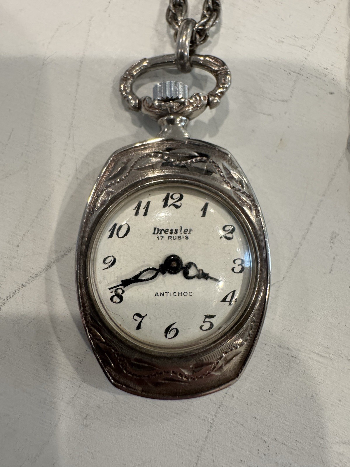 Vintage Dresser Sterling Silver Pendant Watch- 17 Jewels Manual Wind Working