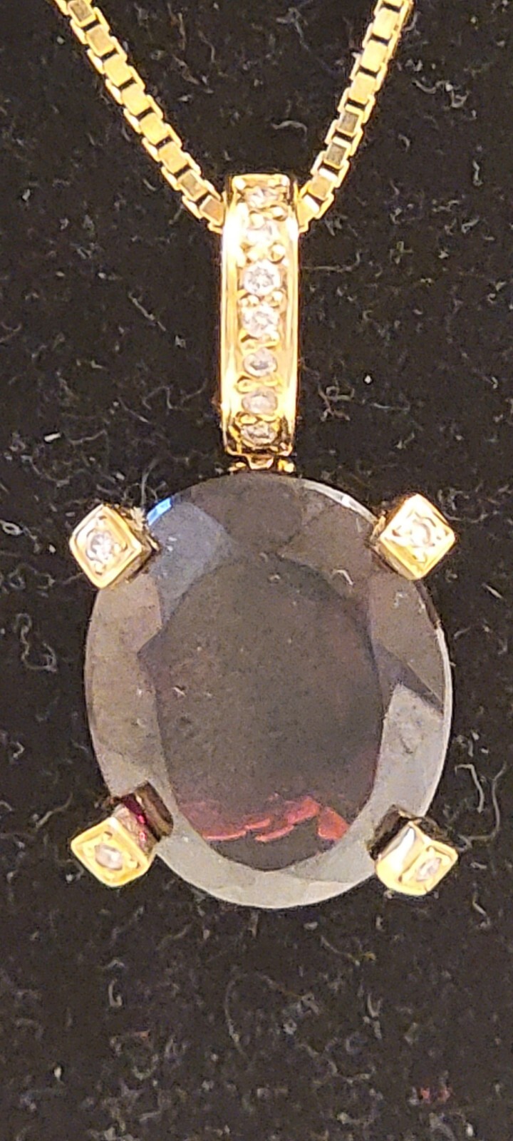 14.21 Carat Garnet Pendant .11 carat Diamond 18″ Necklace 11.2 grams
