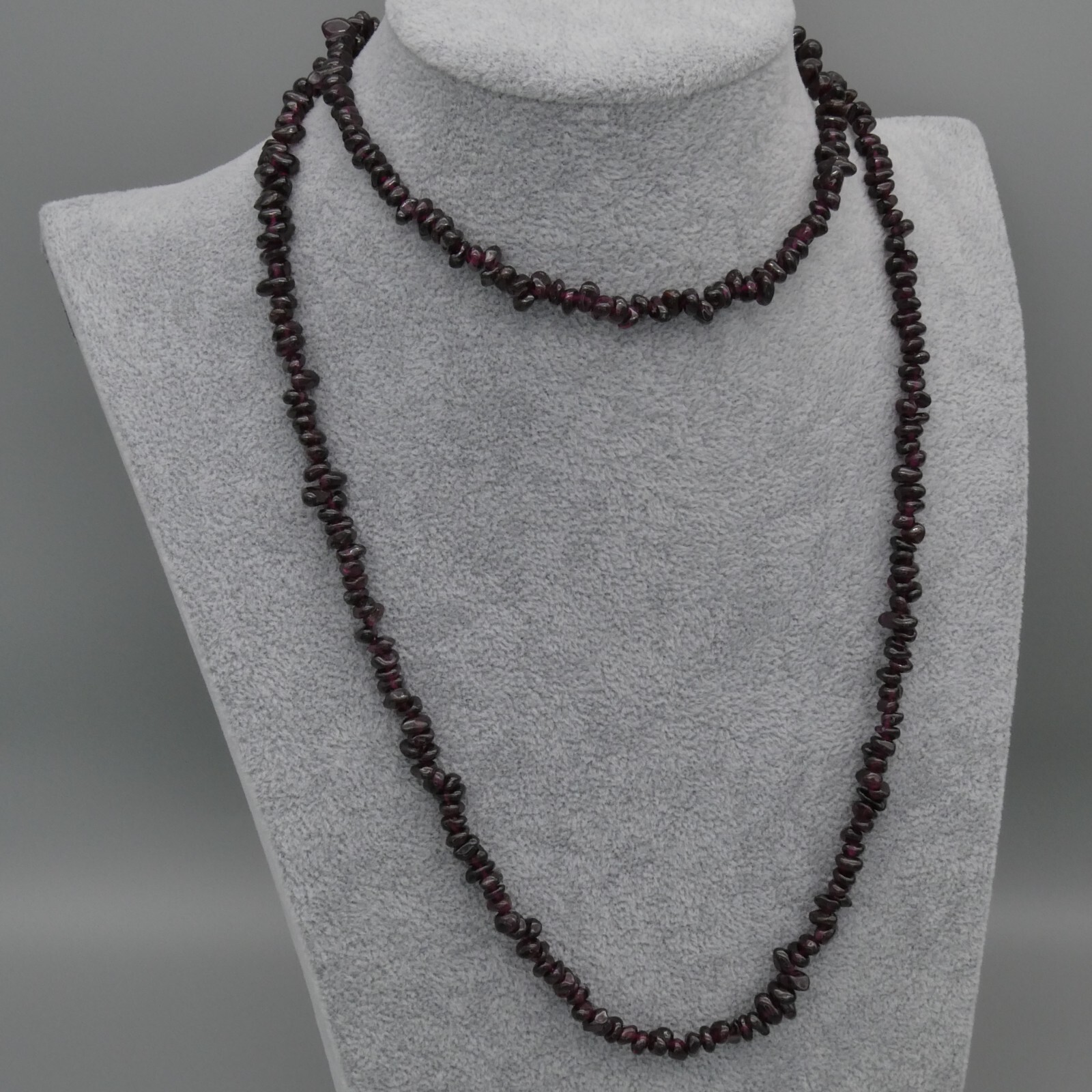 Vintage Purple Garnet Beaded 35″ Necklace Natural Pyrope Almandine Nugget 64g
