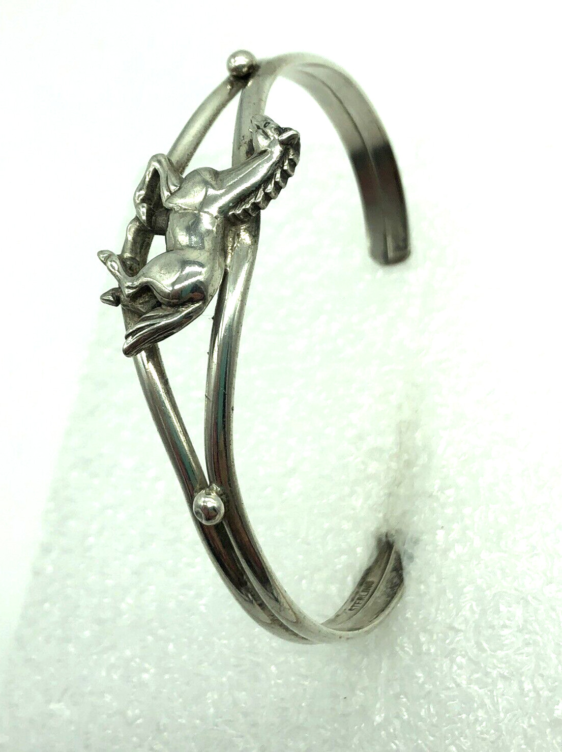 Carol Felley Bracelet Galloping Running Horse Stallion Sterling Silver Cuff