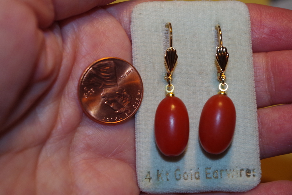 HANDMADE 14K GF GORGEOUS DARK AMBER 39MM BAKELITE OVAL LEVER BACK EARRINGS