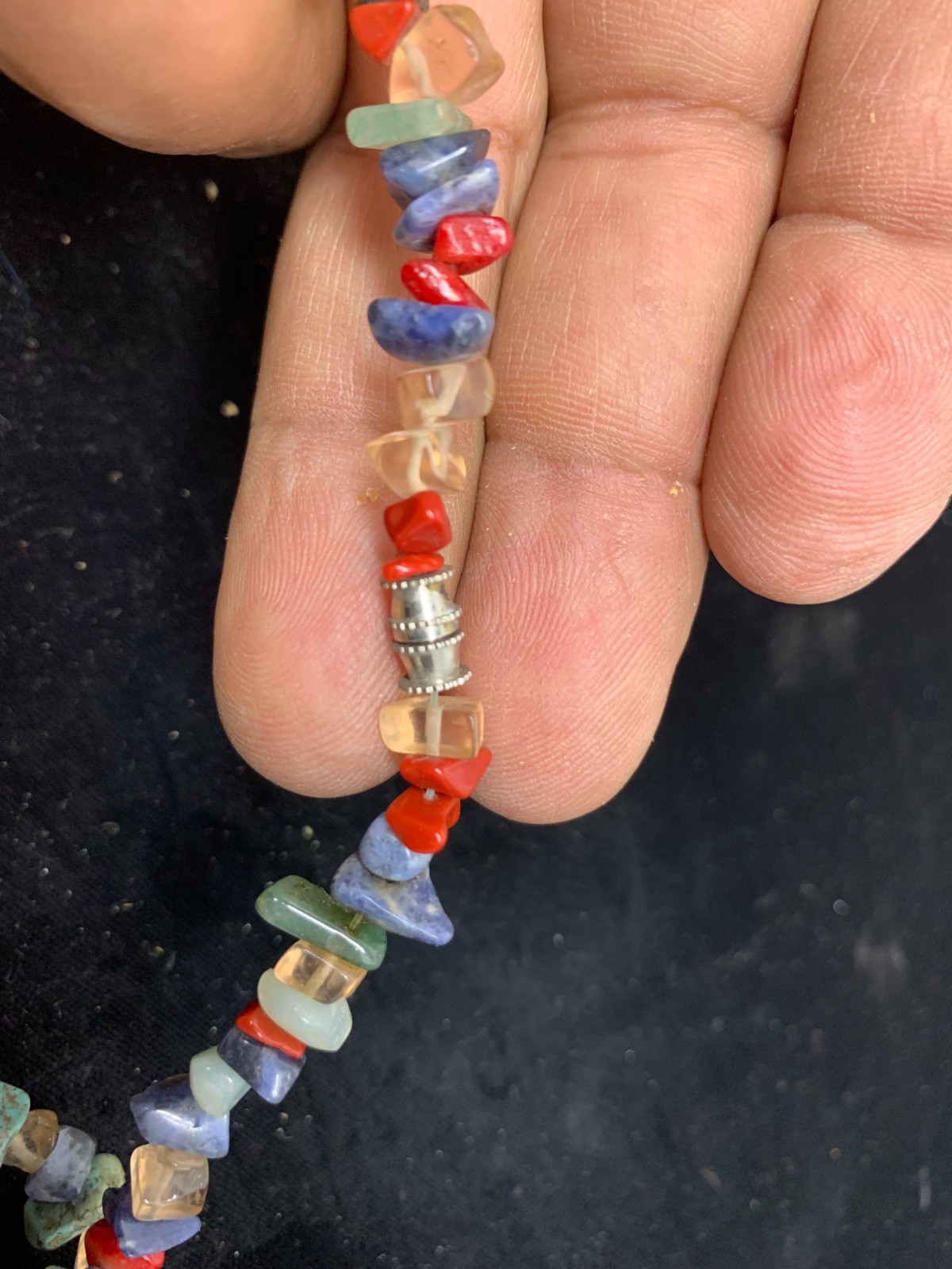 Turquoise & Coral Bead Multi Stone Nuggets Southwestern Style Necklace