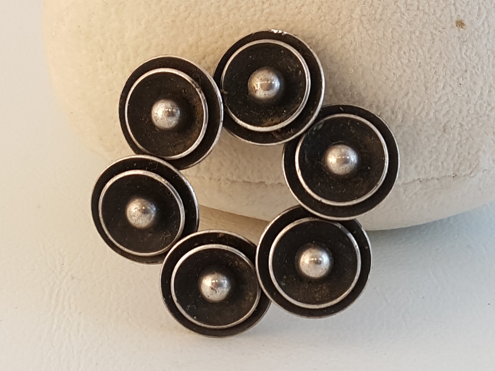 Vintage modernist sterling silver circular pin brooch N.E. From Denmark