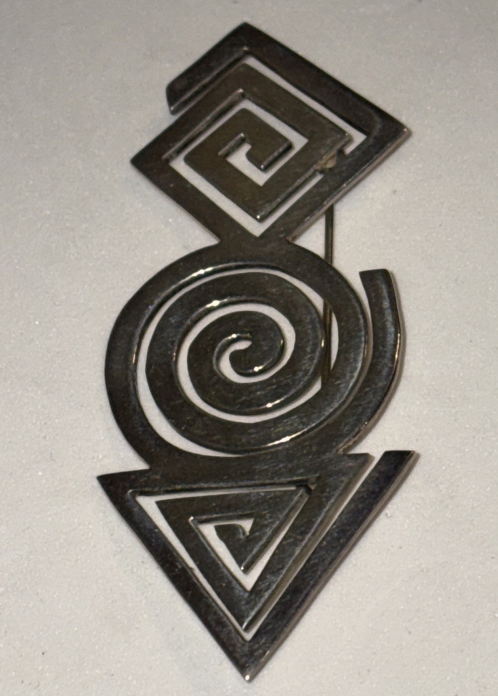 Vintage Dominique Dinouart Mexico 925 Sterling Silver Unique Design Brooch 13g