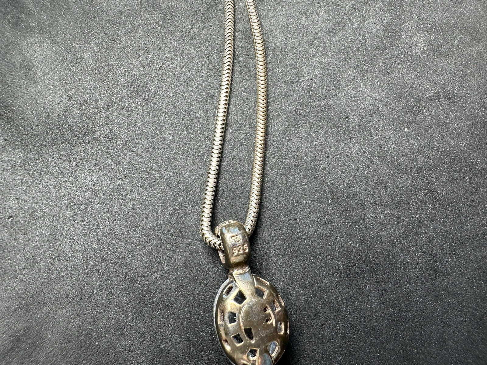 11.08g Vintage 925 Sterling Silver Faceted Drop Pendant Necklace M 16.5 in
