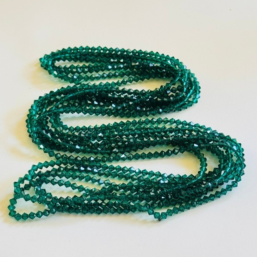 VTG Estate Green Emerald crystal Beads necklace Austrian loose beads Beaded