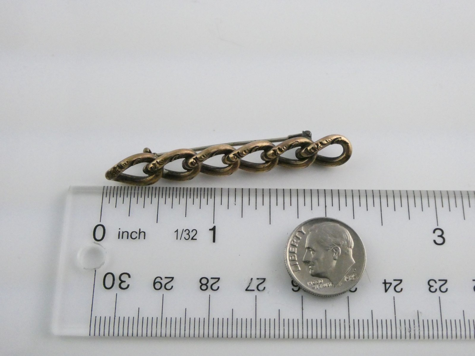 Antique Unmarked 12k Gold Fill Victorian Chased Loops Pin 6.7g 56mm Length